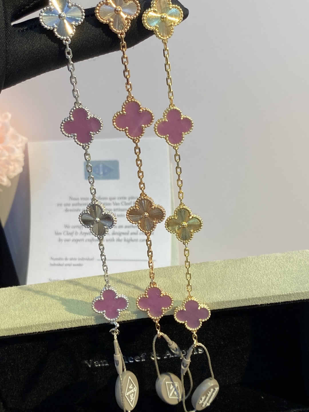 Van Cleef & Arpels Alhambra Pink Enamel Bracelet